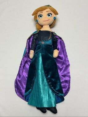Disney Princess Anna Plush Doll in Teal, Purple & Teal-Blue